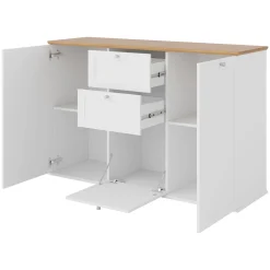 Garnero Arredamenti Madia 137x91h cm 2 cassetti 3 ante moderna bianco rovere Relaxio Clearance