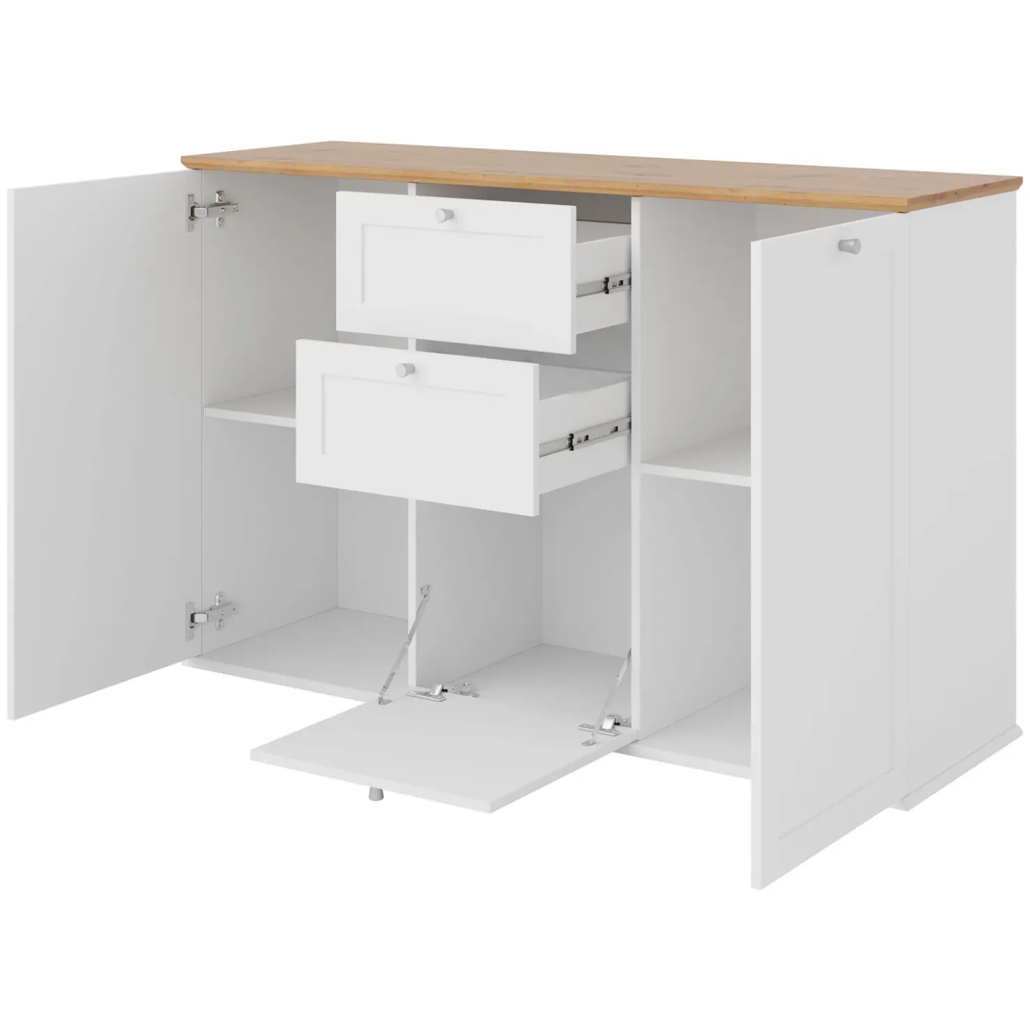 Garnero Arredamenti Madia 137x91h cm 2 cassetti 3 ante moderna bianco rovere Relaxio Clearance