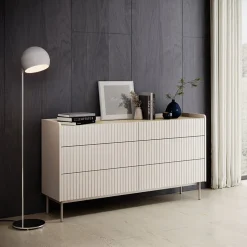 Garnero Arredamenti Madia 153x82h cm 6 cassetti beige cannettato rovere Fioca Best