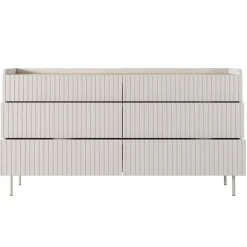 Garnero Arredamenti Madia 153x82h cm 6 cassetti beige cannettato rovere Fioca Best