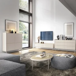 Garnero Arredamenti Madia 153x82h cm 6 cassetti beige cannettato rovere Fioca Best