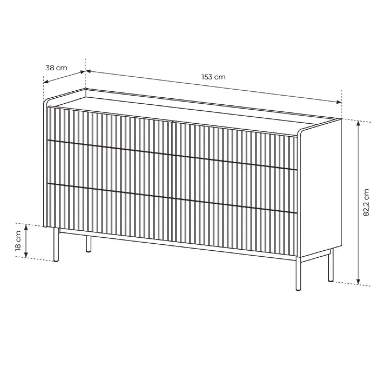 Garnero Arredamenti Madia 153x82h cm 6 cassetti beige cannettato rovere Fioca Best