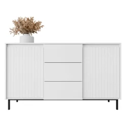 Garnero Arredamenti Madia 153x90h cm 3 cassetti design cannettato bianco Strike Bianco Opaco New