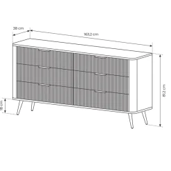 Garnero Arredamenti Madia 163x81h cm 6 cassetti moderna cannettato Ramis Nero Opaco Best