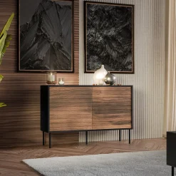 Garnero Arredamenti Madia 120x81h cm 3 cassetti moderna noce nero Wild Noce - Nero opaco New