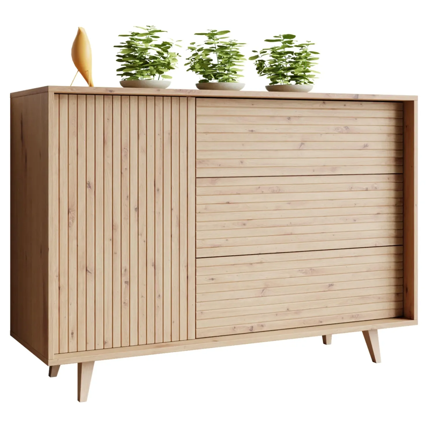 Garnero Arredamenti Madia 120x84h cm 3 cassetti rustica design cannettato rovere Branch Outlet