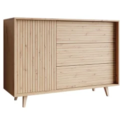 Garnero Arredamenti Madia 120x84h cm 3 cassetti rustica design cannettato rovere Branch Outlet