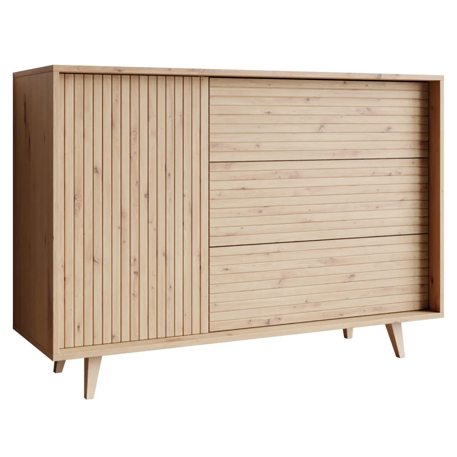 Garnero Arredamenti Madia 120x84h cm 3 cassetti rustica design cannettato rovere Branch Outlet