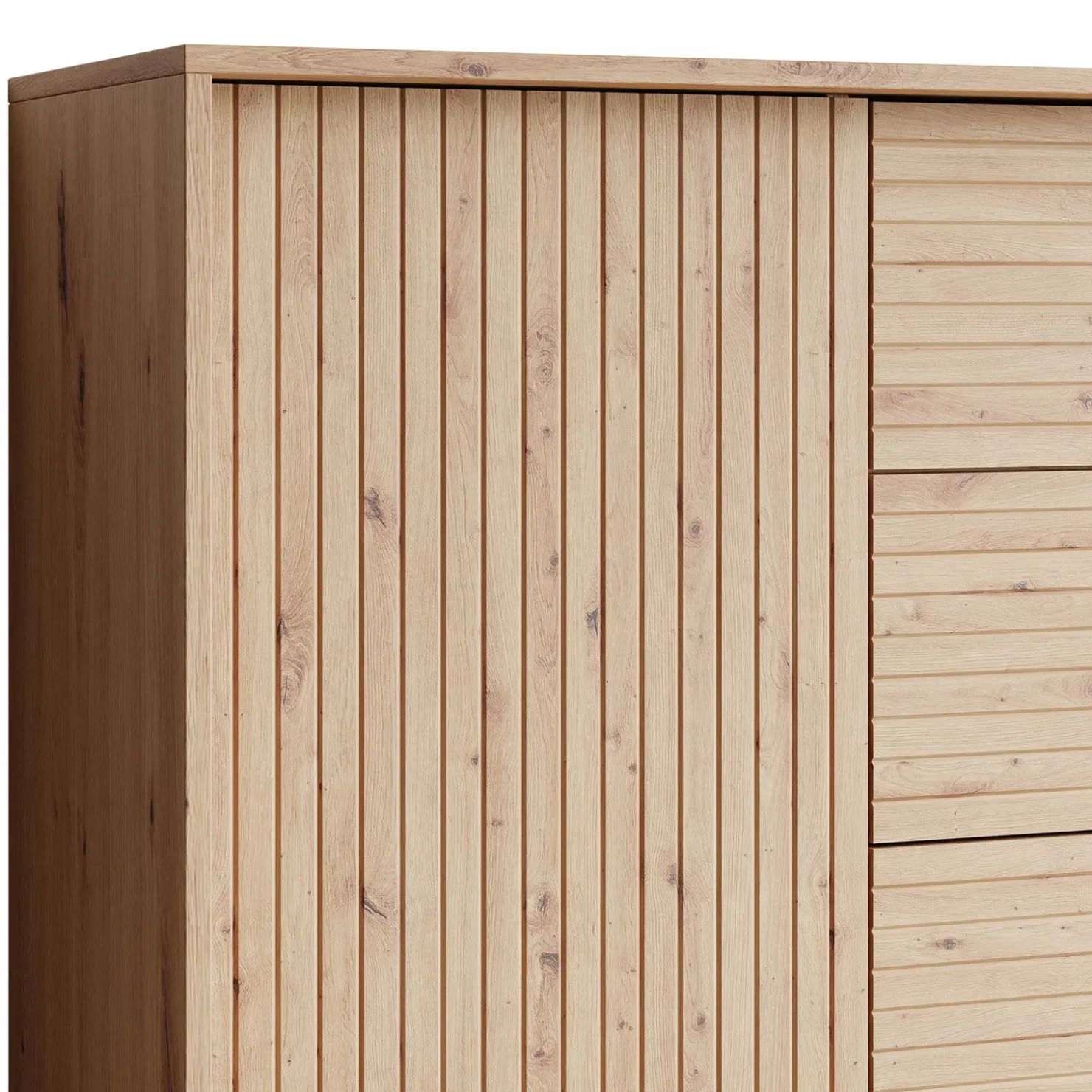 Garnero Arredamenti Madia 120x84h cm 3 cassetti rustica design cannettato rovere Branch Outlet