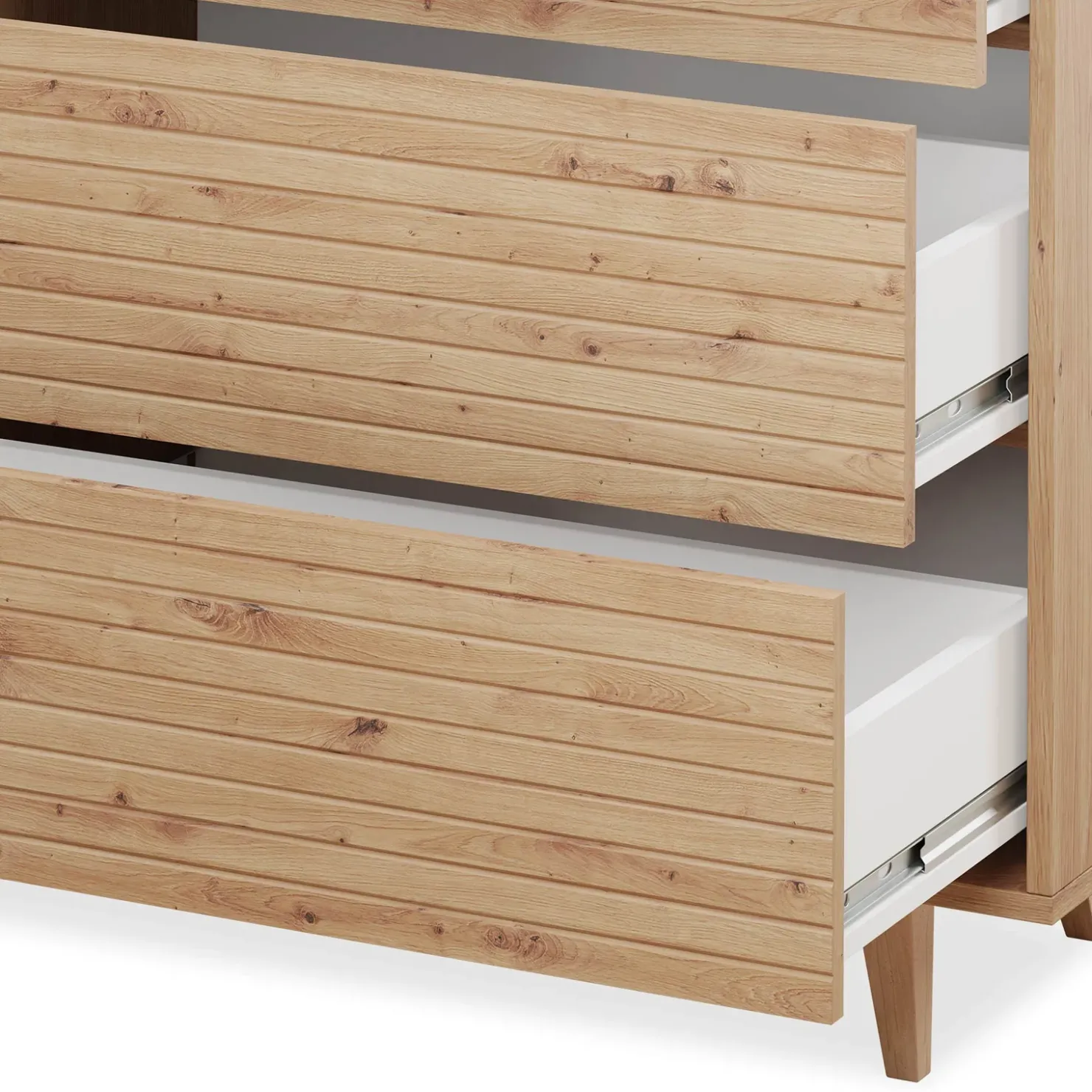 Garnero Arredamenti Madia 120x84h cm 3 cassetti rustica design cannettato rovere Branch Outlet