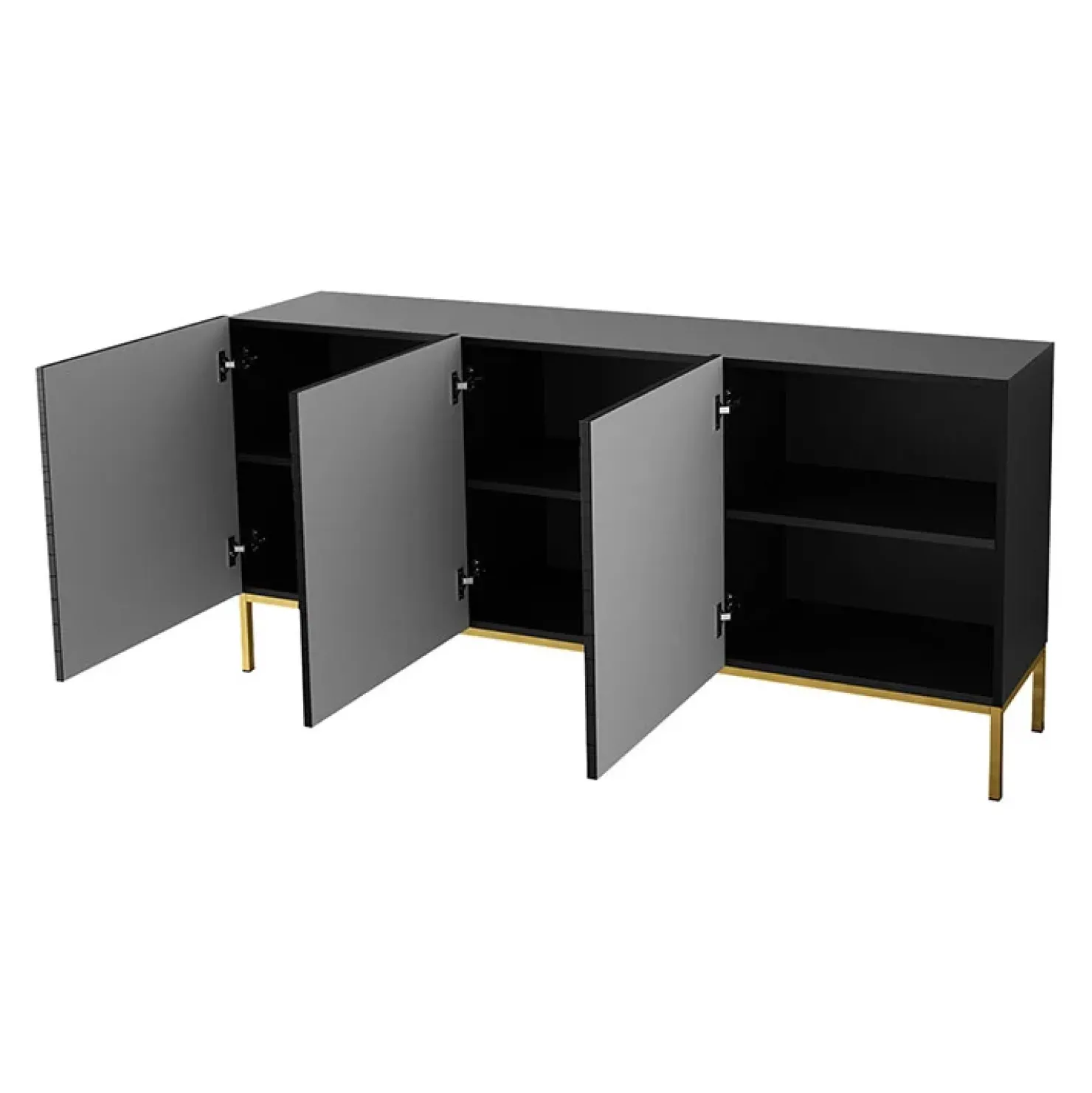 Garnero Arredamenti Madia 160x76h cm con frontale decorato moderna nero lucido Marisa New