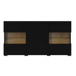 Garnero Arredamenti Madia 120x62h cm con vetrinetta moderna nero rovere Fusion Nero Opaco Sale