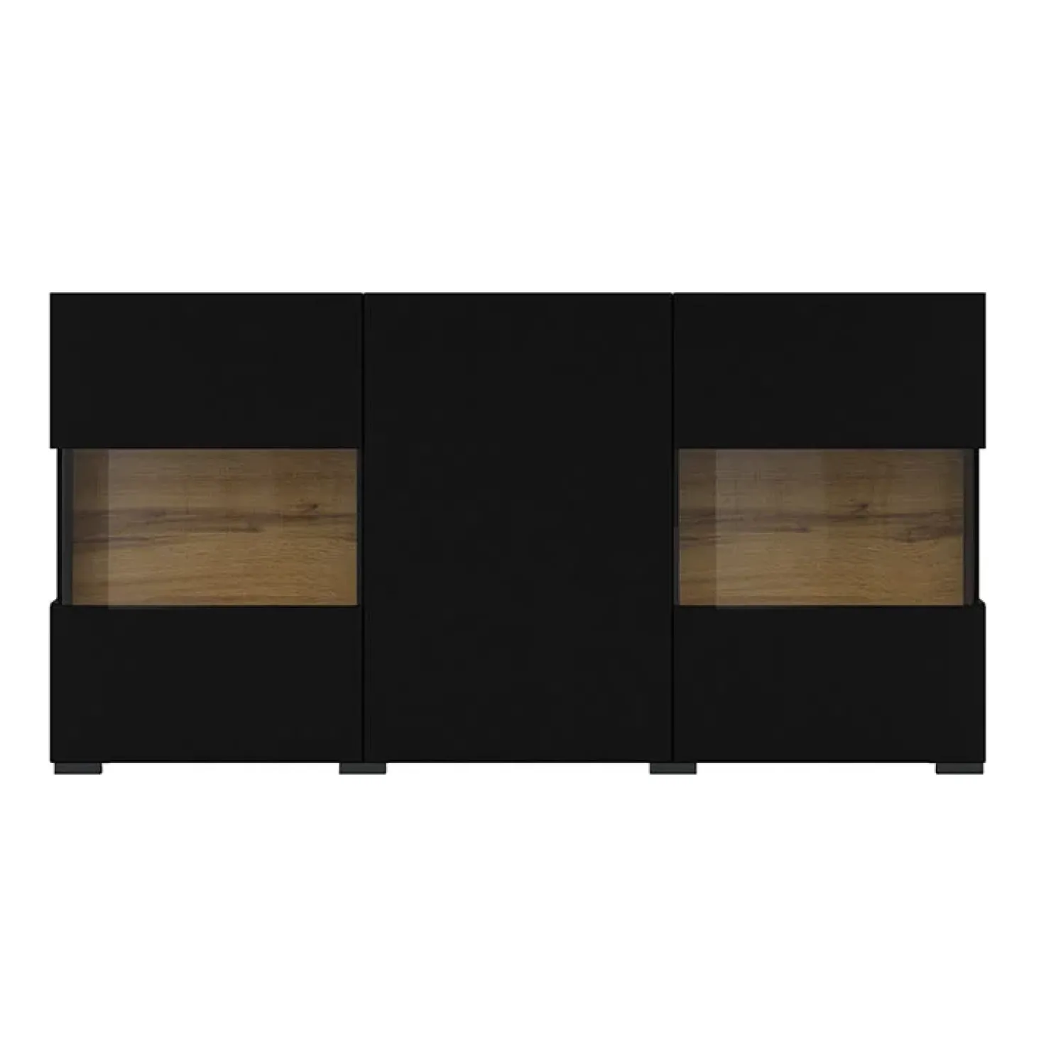Garnero Arredamenti Madia 120x62h cm con vetrinetta moderna nero rovere Fusion Nero Opaco Sale