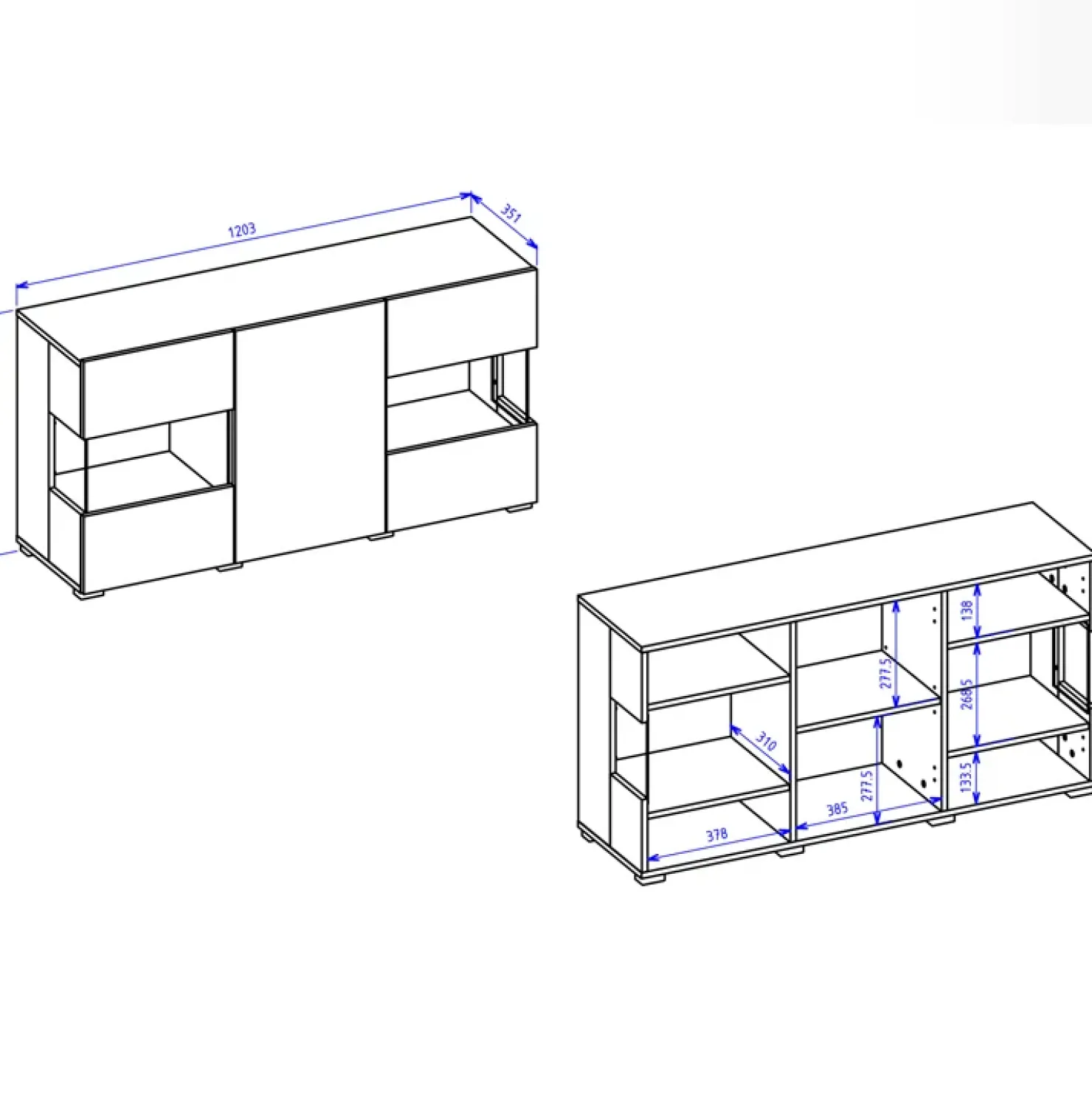 Garnero Arredamenti Madia 120x62h cm con vetrinetta moderna nero rovere Fusion Nero Opaco Sale