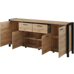 Garnero Arredamenti Madia 213x91h cm design industrial quercia nero opaco Neive Clearance