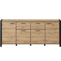 Garnero Arredamenti Madia 213x91h cm design industrial quercia nero opaco Neive Clearance