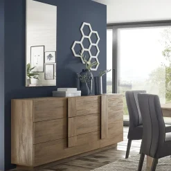 Garnero Arredamenti Madia 182x90h cm moderna 1 anta 3 cassetti rovere Alvarez Sale