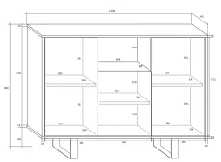 Garnero Arredamenti Madia 120x90h cm moderna bianco opaco nero lucido Kelli Gihome® Nero Lucido - Bianco opaco Clearance