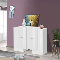 Garnero Arredamenti Madia 130x85h cm moderna Akoya Bianco Lucido Hot