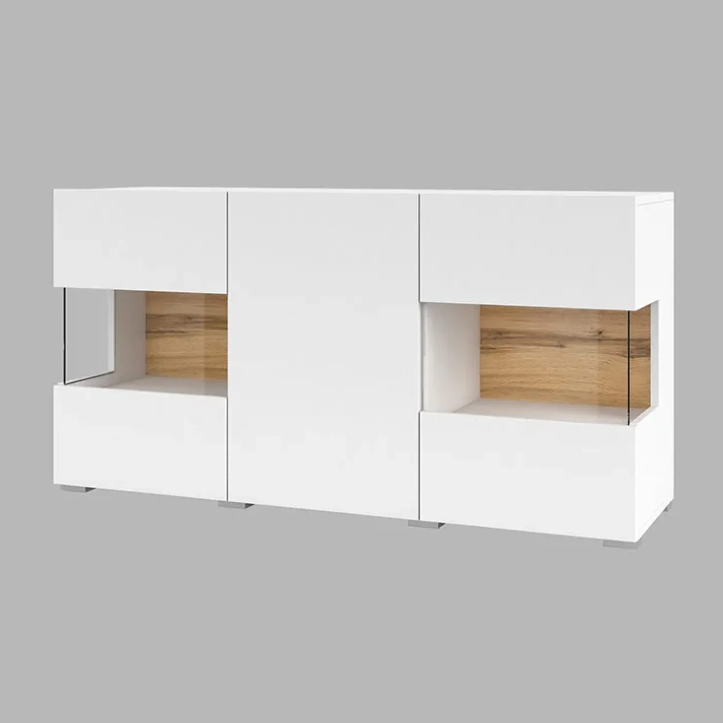 Garnero Arredamenti Madia 120x62h cm moderna bianco rovere Fusion Bianco Opaco Clearance