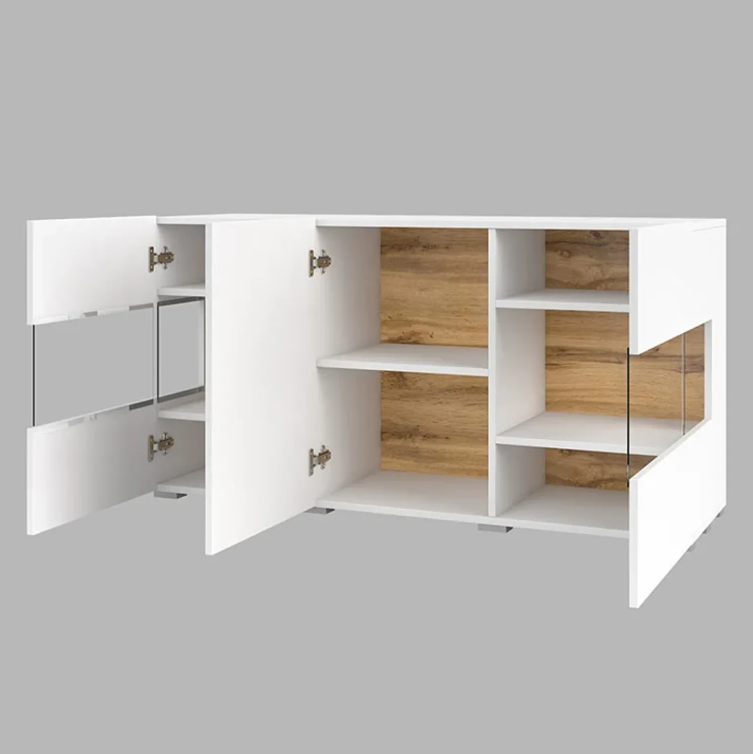 Garnero Arredamenti Madia 120x62h cm moderna bianco rovere Fusion Bianco Opaco Clearance