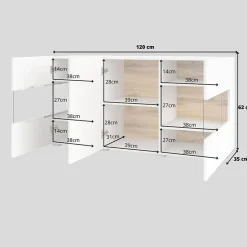 Garnero Arredamenti Madia 120x62h cm moderna bianco rovere Fusion Bianco Opaco Clearance