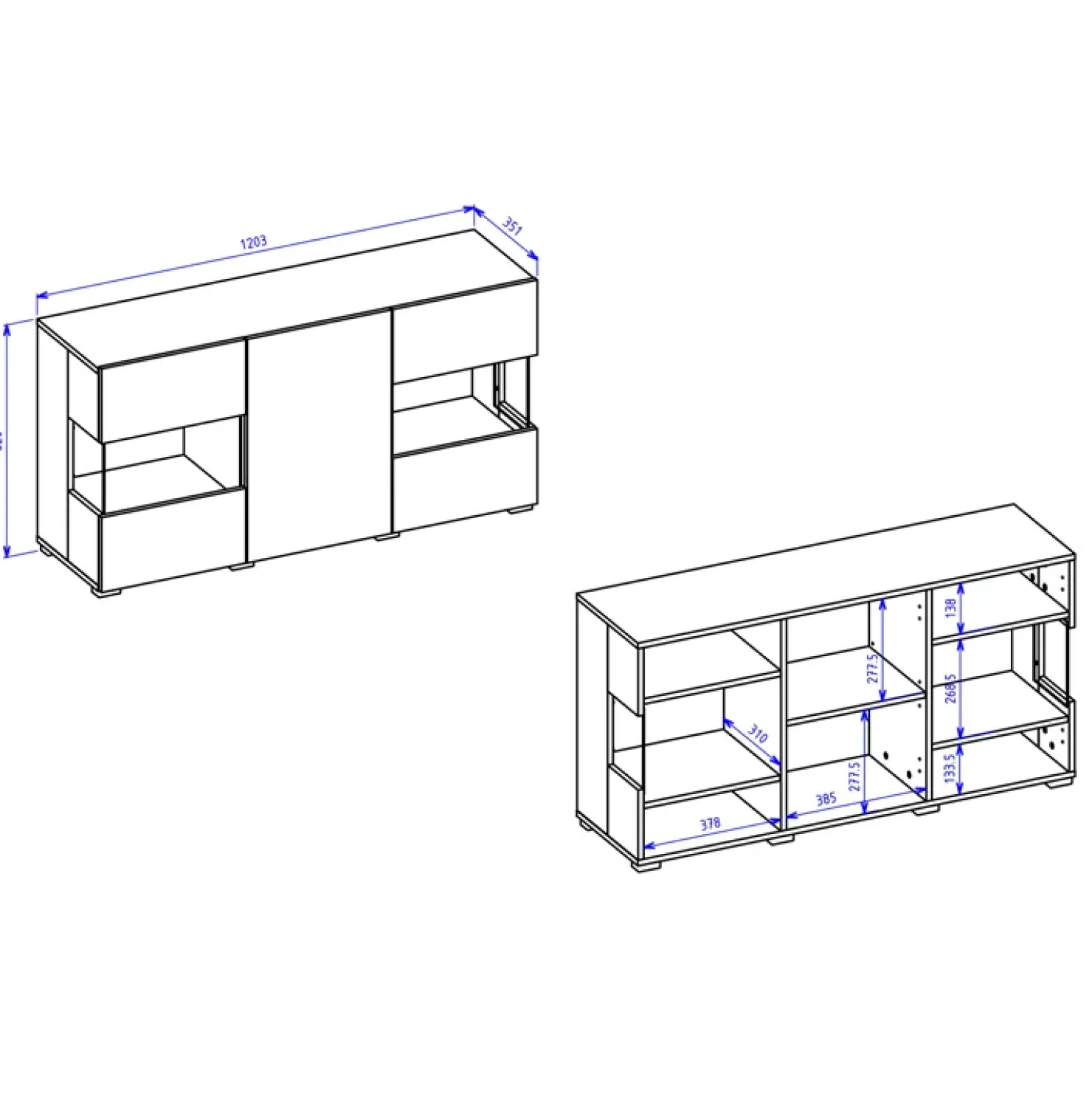Garnero Arredamenti Madia 120x62h cm moderna bianco rovere Fusion Bianco Opaco Clearance