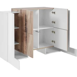 Garnero Arredamenti Madia 130x85h cm moderna bianco lucido rovere chiaro Akoya Bianco Lucido - Rovere Rustico Sale