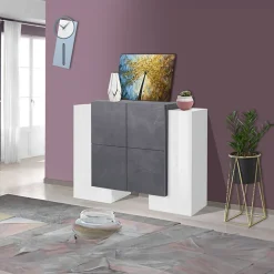 Garnero Arredamenti Madia 130x85h cm moderna bianco lucido ossido Akoya Bianco Lucido - Ossido New