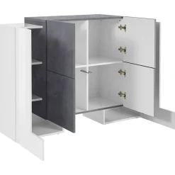 Garnero Arredamenti Madia 130x85h cm moderna bianco lucido ossido Akoya Bianco Lucido - Ossido New