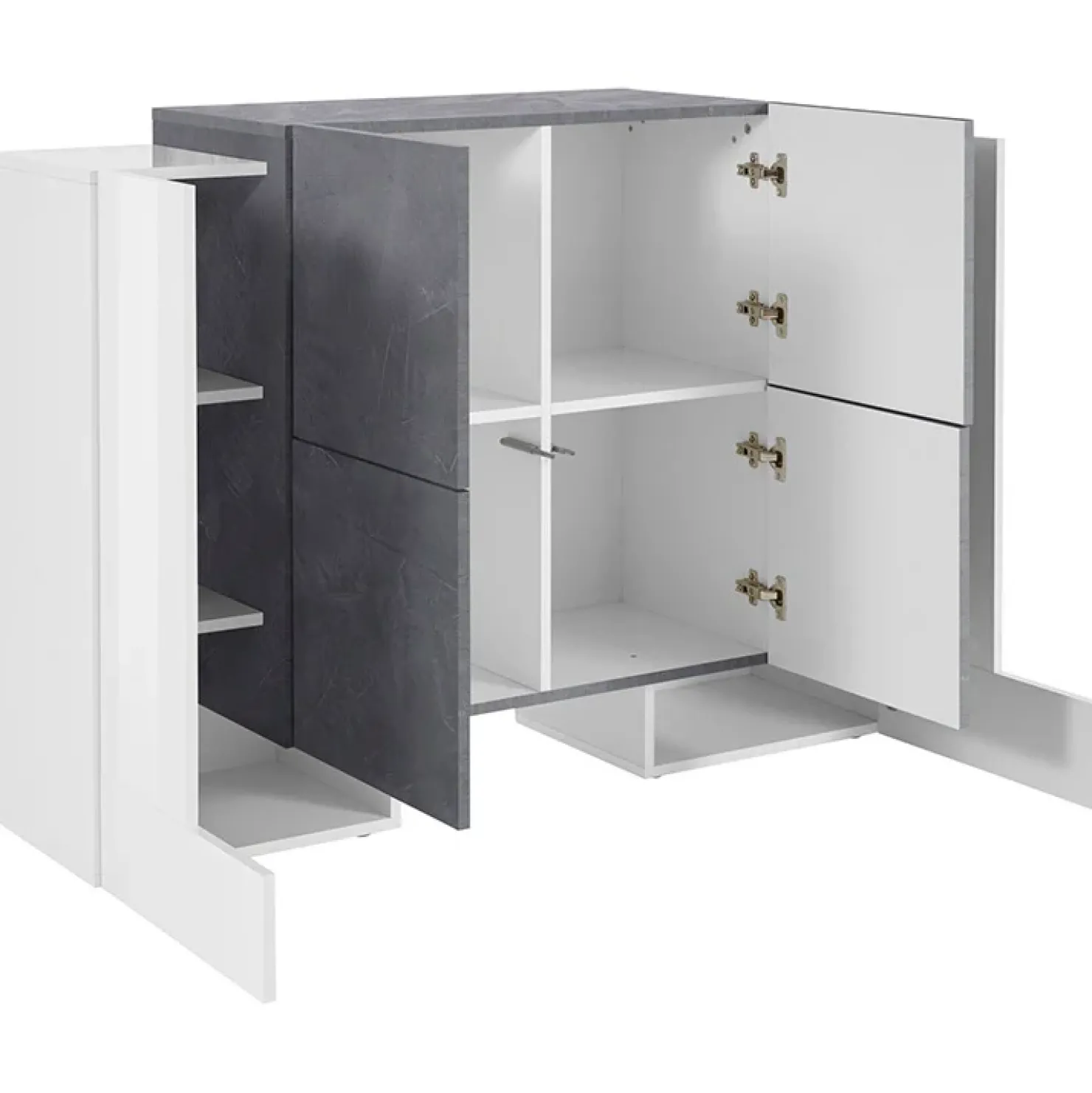 Garnero Arredamenti Madia 130x85h cm moderna bianco lucido ossido Akoya Bianco Lucido - Ossido New