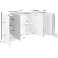 Garnero Arredamenti Madia 170x85h cm moderna bianco lucido ossido Akoya Ossido - Bianco Lucido Sale