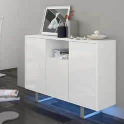 Garnero Arredamenti Madia 120x90h cm moderna bianco opaco e lucido Kelli Gihome® Bianco Lucido - Bianco Lucido Outlet