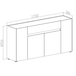 Garnero Arredamenti Madia 170x85h cm moderna design grafite rovere Gib Grafite - Rovere Rustico Clearance