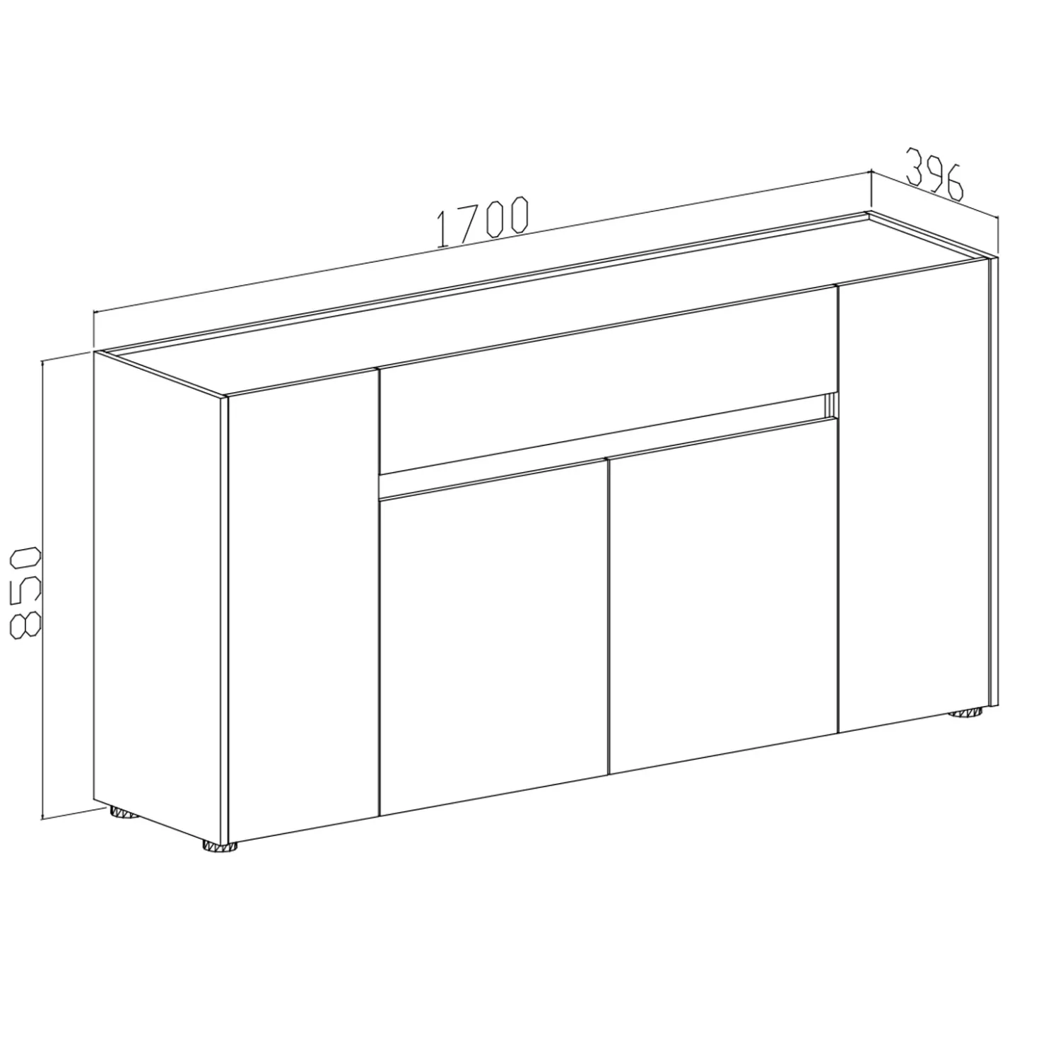 Garnero Arredamenti Madia 170x85h cm moderna design grafite rovere Gib Grafite - Rovere Rustico Clearance