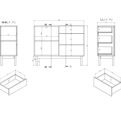 Garnero Arredamenti Madia 106x84h cm moderna design cannettato rovere Colby Sale