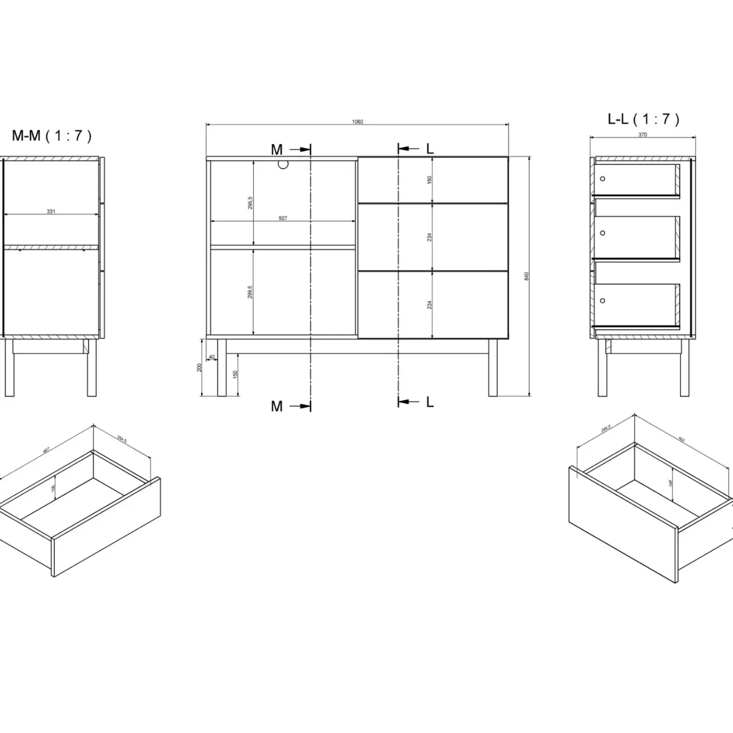 Garnero Arredamenti Madia 106x84h cm moderna design cannettato rovere Colby Sale