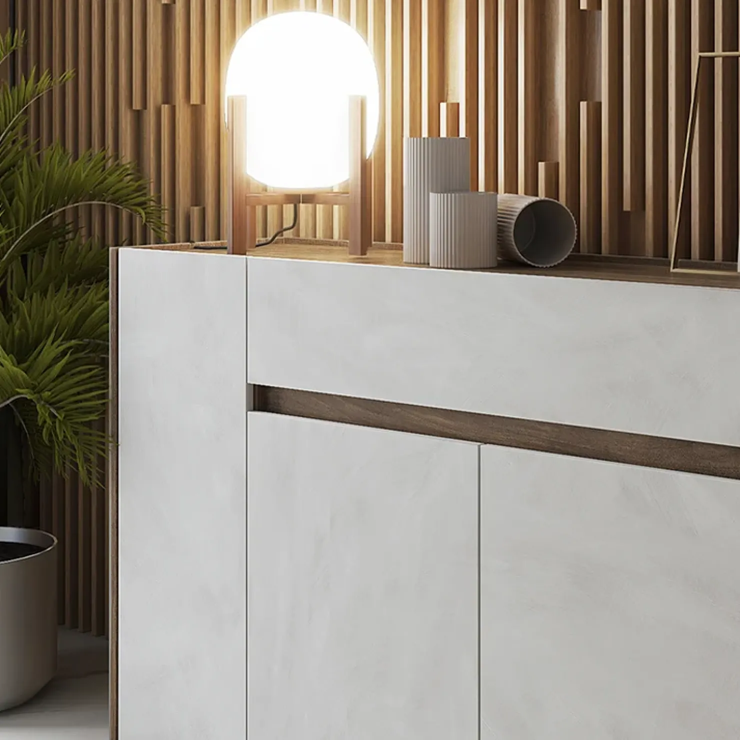 Garnero Arredamenti Madia 170x85h cm moderna design noce bianco spatolato Gib Bianco - Noce