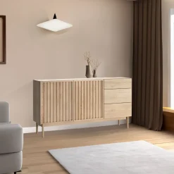 Garnero Arredamenti Madia 159x84h cm moderna design cannettato rovere Colby Discount