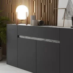 Garnero Arredamenti Madia 170x85h cm moderna design antracite marmo Gib Antracite - Marmo bianco