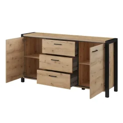 Garnero Arredamenti Madia 180x91h cm moderna industrial quercia nero opaco Neive