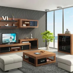 Garnero Arredamenti Madia 90x100h cm moderna noce nero lucido Ester Gihome® Nero Lucido - Rovere Rustico Online