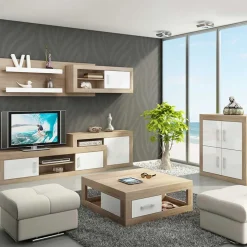 Garnero Arredamenti Madia 90x100h cm moderna rovere bianco lucido Ester Gihome® Bianco Lucido - Rovere Discount