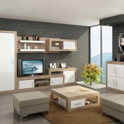 Garnero Arredamenti Madia 90x100h cm moderna rovere bianco lucido Ester Gihome® Bianco Lucido - Rovere Discount