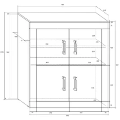 Garnero Arredamenti Madia 90x100h cm moderna rovere bianco lucido Ester Gihome® Bianco Lucido - Rovere Discount