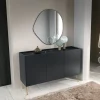 Garnero Arredamenti Madia 144x83h cm moderna sogggiorno nero effetto marmo Sirena Online