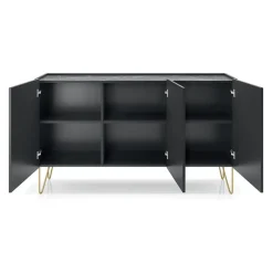 Garnero Arredamenti Madia 144x83h cm moderna sogggiorno nero effetto marmo Sirena Online