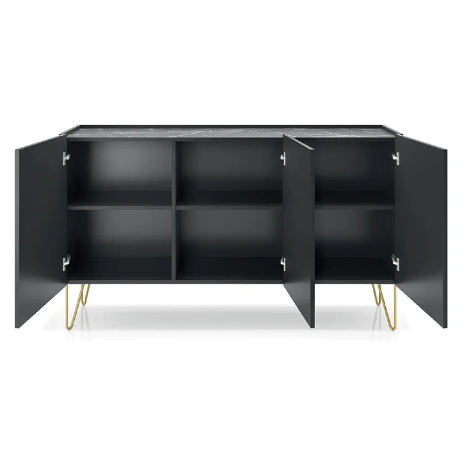 Garnero Arredamenti Madia 144x83h cm moderna sogggiorno nero effetto marmo Sirena Online