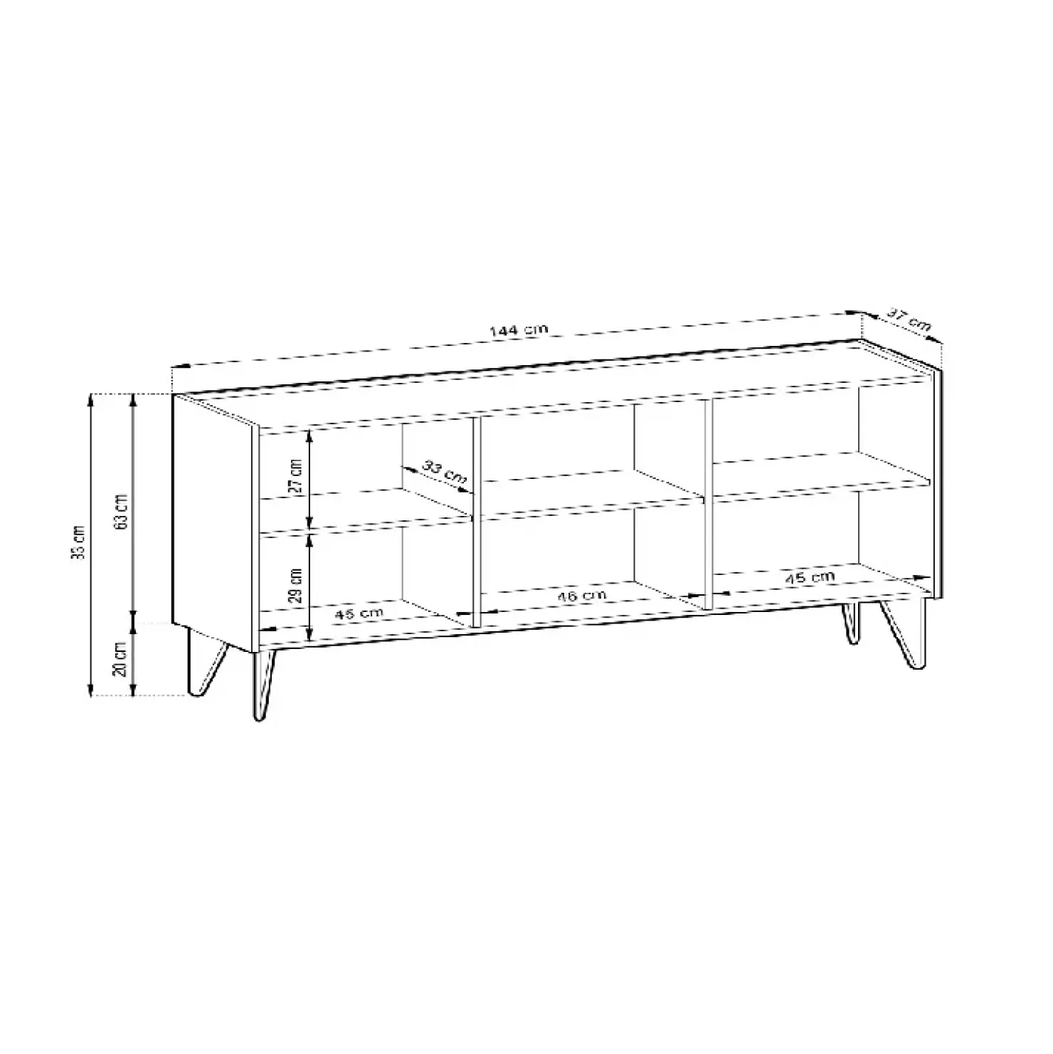 Garnero Arredamenti Madia 144x83h cm moderna sogggiorno nero effetto marmo Sirena Online