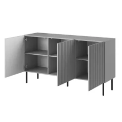 Garnero Arredamenti Madia 150x81h cm moderna soggiorno grigio chiaro nero Cadice Best